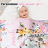 J&SBGFT 30"x40", Color6 Personalized Baby Girl Blanket, Customized Safari Swaddle, Name Receiving Blanket, Custom