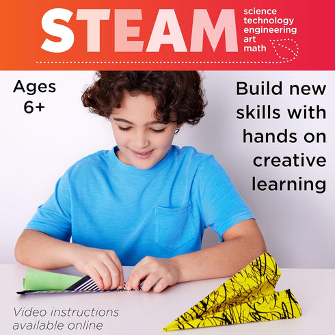 80 6+) Creativity for Kids Stunt Squadron Fold & Launch Paper Airplanes: Create Paper Airplanes, STEM Science Kit