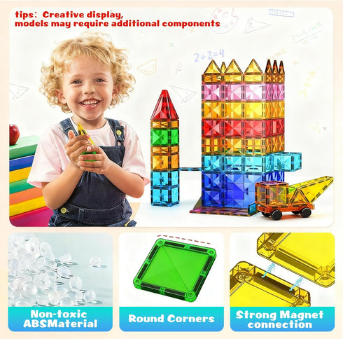 HDCooL 32 3+, Magnetic Tiles, PCS Giant Magnetic Tiles with Iron Box, Choke-Proof Design with Strong Magnets, STEM