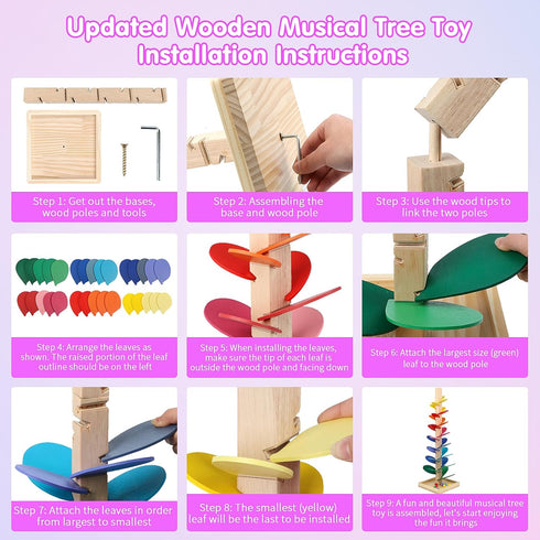 3+ 3+ Wooden Marble Run Update Wooden Music Tree for Kids Years Old,Ball Drop Toy Montessori Toys for Birthday Gifts