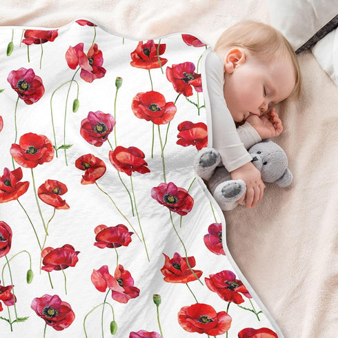 KICPOAY 30x40 Inch Swaddle Blanket for Red Poppy Flowers Baby Receiving Blanket Muslin Baby Swaddles Soft Cotton
