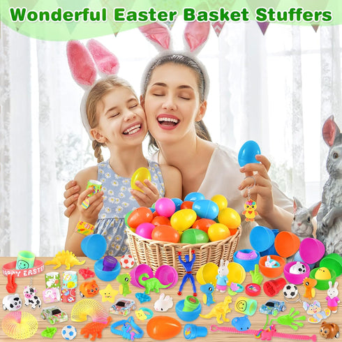 200 Pack Gloween Prefilled Easter Eggs with Assorted Toys, Easter Surprise Eggs for Easter Basket Stuffers/Fillers