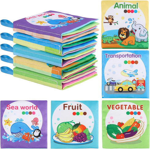 XBagSJ 5PCS Baby Bath Books for Toddlers Learning The Names of Animals, Fruits,