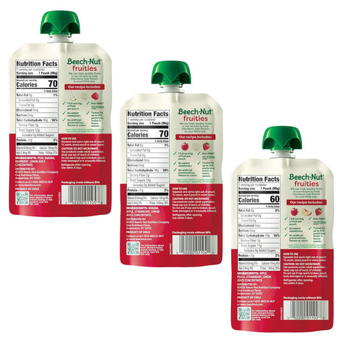 Pack, 3.5 oz (18 Pack) Beech-Nut Baby Food Pouches Variety Berry Blends Fruit Purees