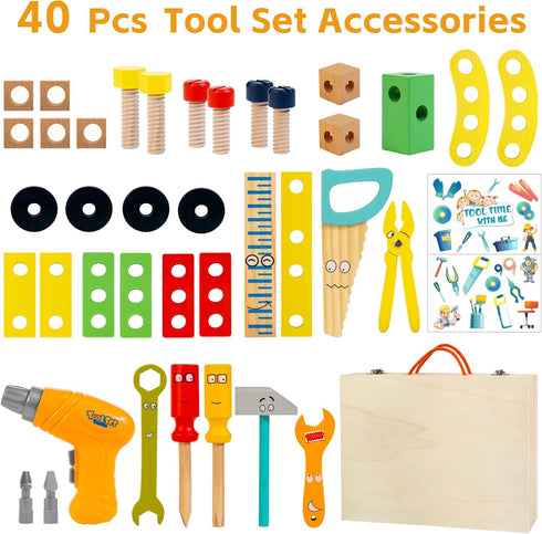 Set Set 3-5 KIDWILL Kids Tool with Electric Drill & DIY Stickers, Toddler Tool for Kids Ages Year Old Boys Girls