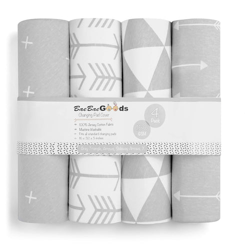 BaeBae Goods 4 Pack Changing Pad Cover Premium Baby Changing Pad Covers Boy or Girl Changing Pad Cover Pure Jersey