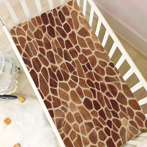 Pigsaly 27x39 Inch Crib Sheets Vintage Brown Giraffe Skin Baby Sheet for Standard Crib Mattress Boys Girls Toddler Bed