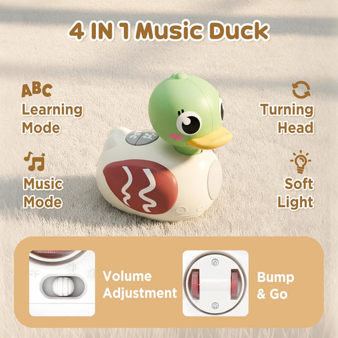 Tummy 6-12 7 8 9 10 1 iPlay, iLearn Baby Musical Duck Toy, Infant Time Crawling Toy, Toddler Music Duck W/Light Sound
