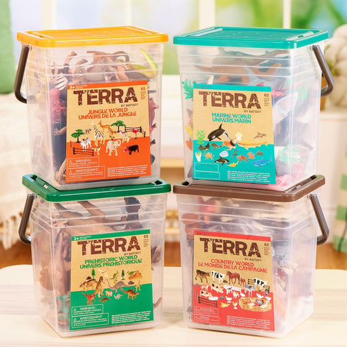 Terra by Battat – 60 Pcs Jungle World Animal Playset, Educational Toys for 3+ Year Old Kids, Realistic Animal Figurines