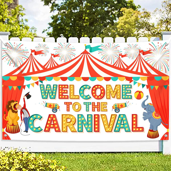 KatchOn Welcome To The Carnival Banner, XtraLarge 72x44 Inch Carnival Theme Party Decorations and Backdrop