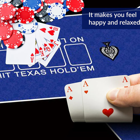 nuveti Poker Mat - 55 x 28inch Non-Slip Waterproof Rubber Poker Table Game Mat for 6-8 Players