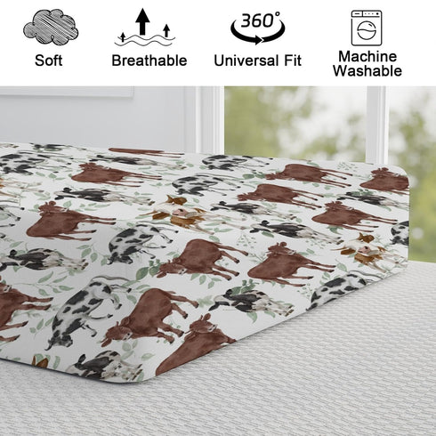Cute Cows Changing Pad Covers, Ultra Soft Breathable Stretch Changing Table Mat Sheets for Boys Girls, 32" x 16"