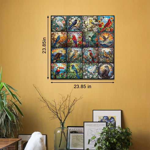 Stained Glass Puzzles for Adults 1000 Pieces - Bird Puzzles with Cardinal Parrot Hummingbird, Challenging Jigsaw
