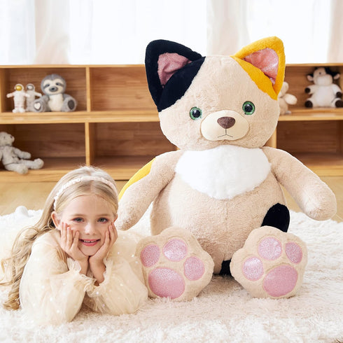 EARTHSOUND 30" Giant Cat Stuffed Animal Plush Toy, Large Kitten Jumbo Cute Fluffy Plushie, Gifts for Kids