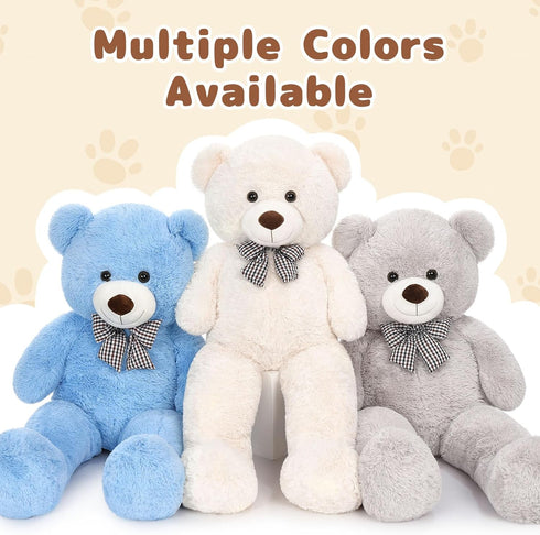 MaoGoLan Big Fluffy Gray Teddy Bear, 39 Inch Large Grey Stuffed Animal for Girlfriend, Kids, Boyfriend, Teens