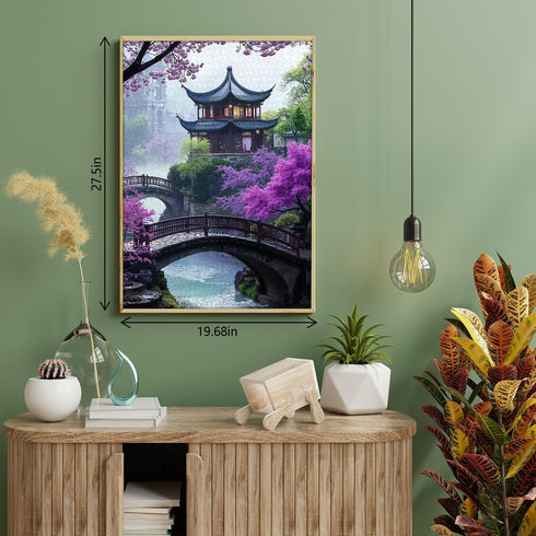 PICKFORU 1000 Plum Blossom Dreamscape Puzzles for Adults Pieces, Vintage Flower Tree Scenery Puzzles, Impossible Unique