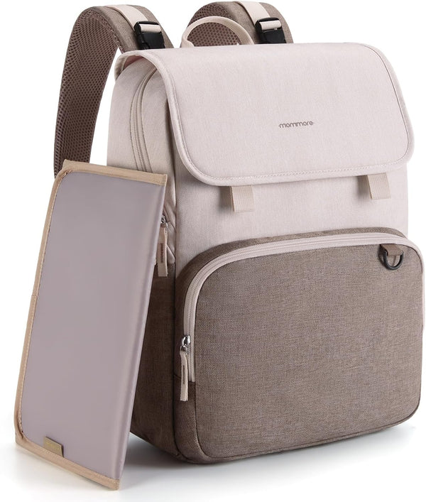 mommore Unisex Diaper Bag Backpack, Large Baby Bag with Changing Pad, Insulated Pockets, Stroller Buckles, Durable