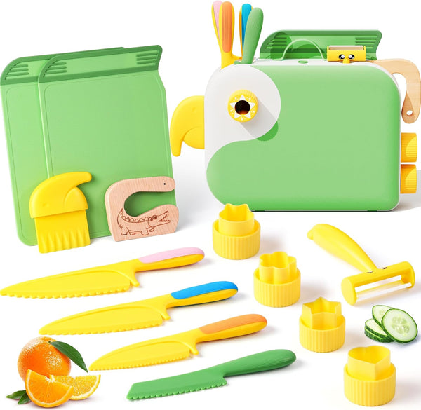 Toddler Cooking Set with Storage Box-Kids Kitchen Set,Safe PP Material Montessori Kitchen
