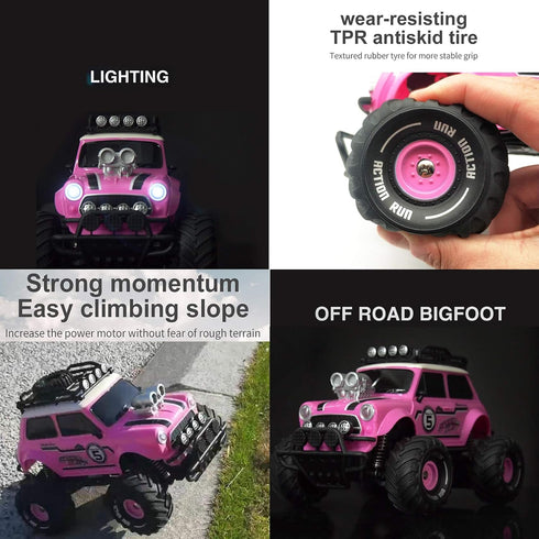 10Leccion Remote Control Car for Girls, Pink RC Truck with Two Rechargeable Batteries, Toys for Ages 3-8 Birthday Ideas