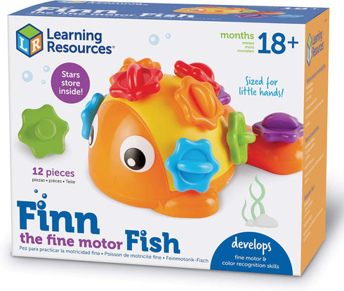 Learning Resources Finn the Fine Motor Fish, 12 Pieces, Fine Motor and Sensory Toy for Toddlers