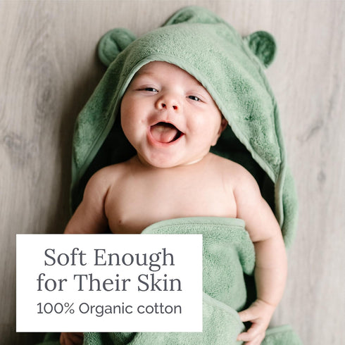 100% 450 (35" 35") Natemia Hooded Baby Bath Towel - Organic Cotton Baby Towels for Newborns, Toddlers, Boys, Girls