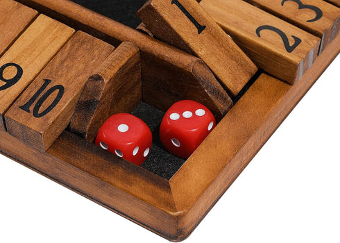 1-4 10 (12 Inches) Crobyi Shut The Box Game Wooden for PlayersEducational & Fun Wooden Board Game with Dice