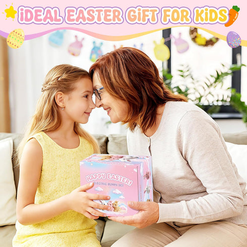 LAITYUM Set Realistic Bunny for Kids - Interactive Hopping Bunny Toy with Bunny Ears, Electric Lifelike Robot Rabbit
