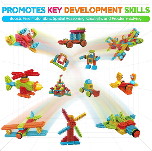 144 3D 3-8 Contixo pcs Bristle Shape STEM Building Toys, Construction Learning Stacking Educational Block, Creativity