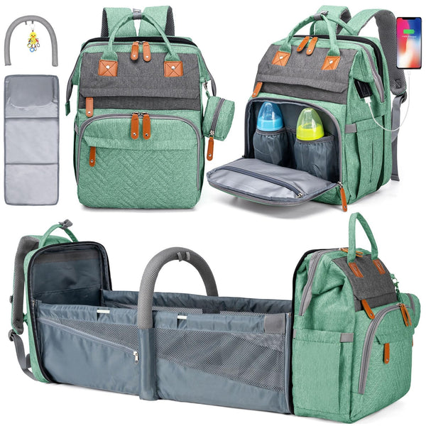 KABAQOO Diaper Bag Backpack with Detachable Changing Station, Large Capacity Baby Diaper