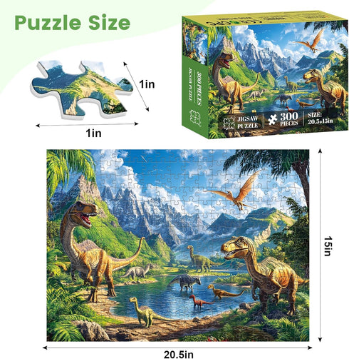 VOLUVOLU 300 300 Entertainment(20.5 15 Pieces Dinosaur Puzzles for Adults, Lake Animals Puzzle for Adults Children