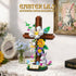 HiDectee Set Christian Cross Flower Building - Jesus Botanical Lily Cross with Bible Base & Spring Garden - Religious