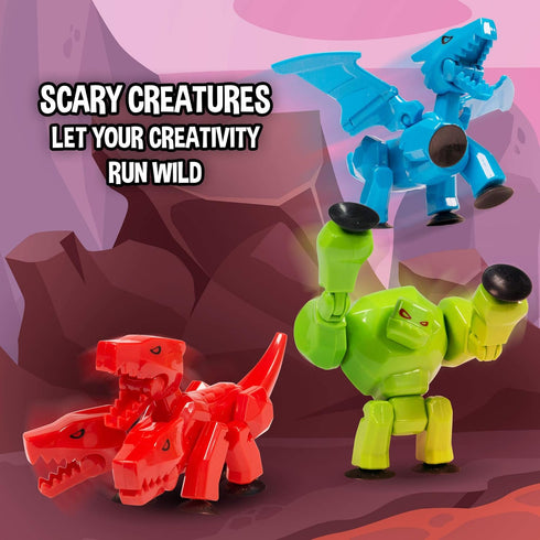 StikBot Zing Mega Monsters 3 Pack, Complete Set of 3 Poseable Monster Action Figures