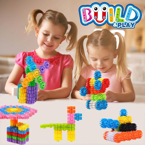 Gears Interlocking Learning Set, 180 Pcs STEM Construction Toy Set for Kids, 10 Colors