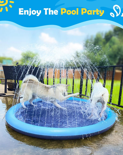 97" Summer Peteast Splash Pad for Dogs & Kids, Anti-Slip Doggie Splash Pad, Thicken Sprinkler Pool Outdoor Water Toys