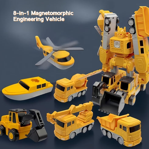 Magnetic Transform Engineering Car Toys | Assembled Magnetic Cars and Trucks with Storage Box for Kids Ages 3-8