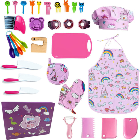 Kids Cooking and Baking Chef Set, Apron Chef Hat Accessories Complete Cooking