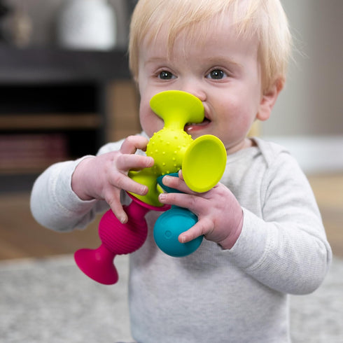 6 Fat Brain Toys pipSquigz, Sensory Baby Toys Months Plus, Rattle Suction Cup Toy