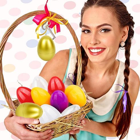 HSLCGF 24 Pack 3.5 Inch Plastic Easter Eggs Large Empty Eggs Bulk Fillable for Easter Theme Party Favor Basket Stuffers