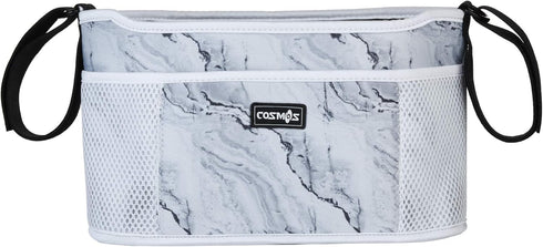 CM Stroller Organizer Diaper Bag with Drink Holders and Zipped Pockets for Baby Stroller, Marble White
