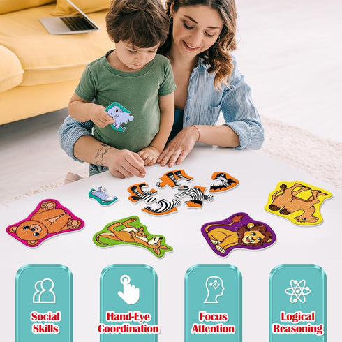 Wild Animal Puzzles for Kids Aged 3+, Educational Montessori Toys for Toddlers, Preschool Learning Game
