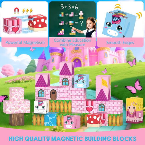 35PCS 3 4 5 6 7 8 Mini Magnetic Blocks, Magnetic Blocks Travel with Portable Iron Storage Box, Magnet Building Blocks