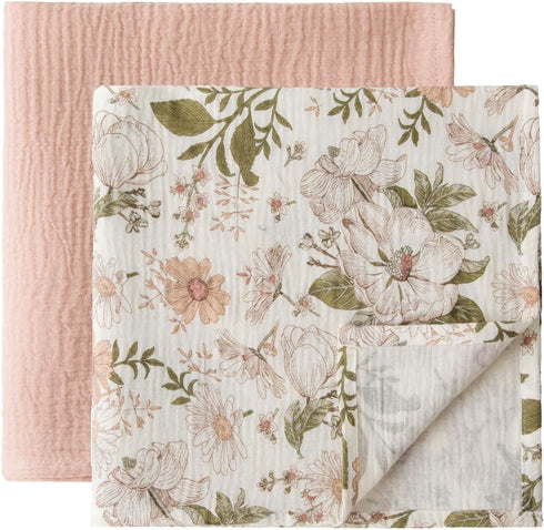 Little Jump 2-Pack Cotton Muslin Swaddle Blankets for Baby Boys Girls Unisex