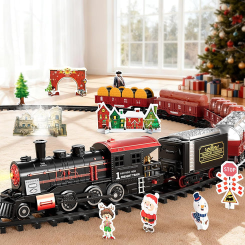 NIPLOOOW Set 3-5, 3 4 5 6 7 8 Train for Toddlers Electric Alloy Train Toy with Realistic Sound, Lights and Smoke