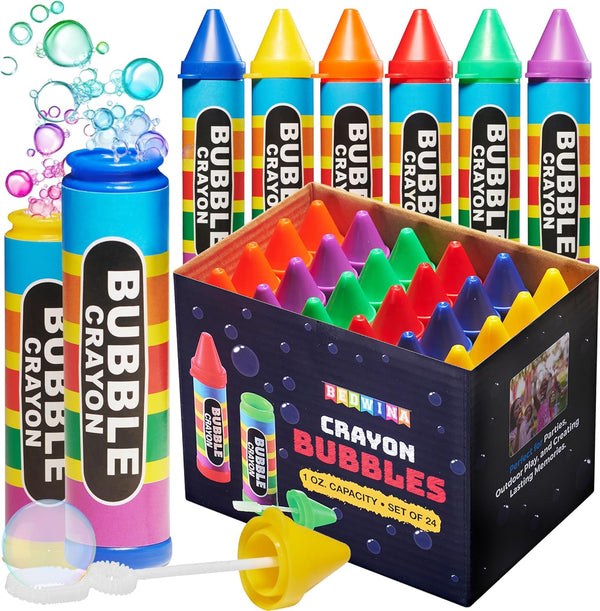 Mini Crayon Bubbles for Kids - (Pack of 24) Bulk 1 Fl