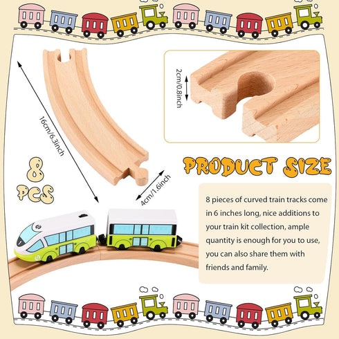 Pack 8 Packs Tracks(6.3 1.57 0.63 Inch,Curved) Liliful of Wood Train Track Expansion Compatible with Most Train x x