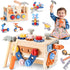 REXBETI Kids Tool Set with Electric Drill, 43Pcs Wooden Toddler Tool Bench