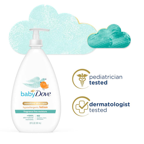 Baby Dove Face and Body Lotion, 20 oz, Moisture Fragrance-Free for Sensitive Skin