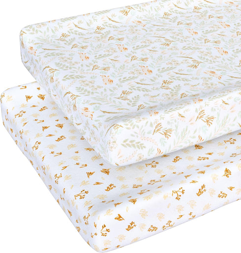 MY LITTLE ZONE Baby Changing Pad Cover Boy, 100% Cotton Changing Table Sheets, 2 Pack