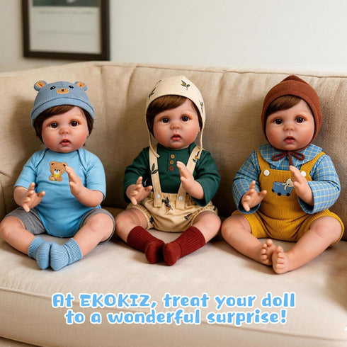 20-22 Inches Set EKOKIZ Reborn Baby Dolls Clothes for Boys and Girls Blue Bear Patterned Fashion Realistic Baby Doll