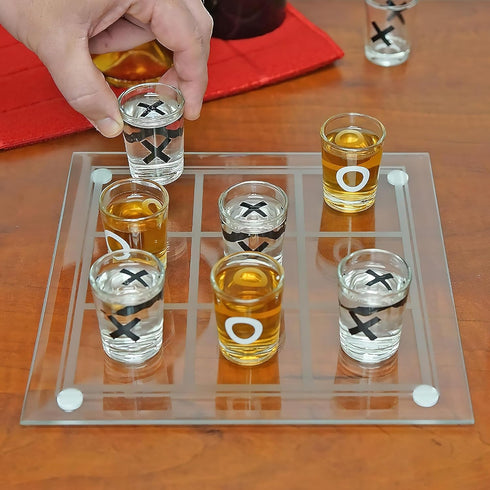 Fairly Odd Novelties Shot Glass Tic Tac Toe, Fun Party Board Drinking Game for Two, Clear
